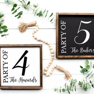 Party of sign, Family Number Sign, Number Sign, Party of family sign, Party of 5, Party of 4, Family last name sign, Wedding Gift, Wood sign image 1