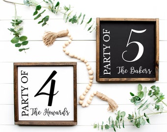 Party of sign, Family Number Sign, Number Sign, Party of family sign, Party of 5, Party of 4, Family last name sign, Wedding Gift, Wood sign