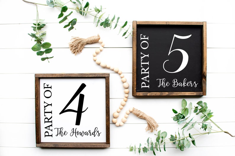 Party of sign, Family Number Sign, Number Sign, Party of family sign, Party of 5, Party of 4, Family last name sign, Wedding Gift, Wood sign image 1