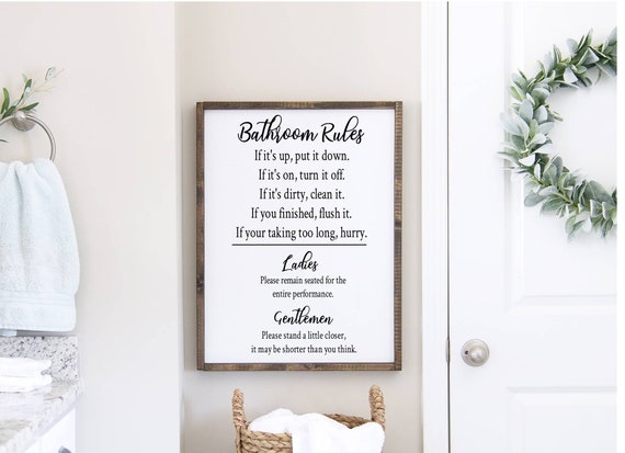 Bathroom Rules, Funny Bathroom Sign, Guest Bathroom, Bathroom Wall Decor, Half Bath Sign, Bathroom Decor, Farmhouse Decor,farmhouse bathroom