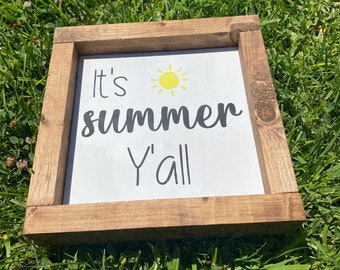 Summer Y'all Sign,Summer Sign, Farmhouse Sign, Tiered Tray Sign, Cute Summer Sign, Summer Decor, Small Summer Sign, Small Wooden Sign