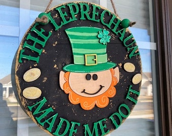 St. Patrick's Day door sign, welcome sign, door hanger, farmhouse, lucky leprechaun Active Restock requests: 0