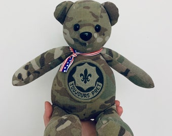 Military Uniform Army Navy Keepsake 12” Memory Bear Stuffed Plush Animal