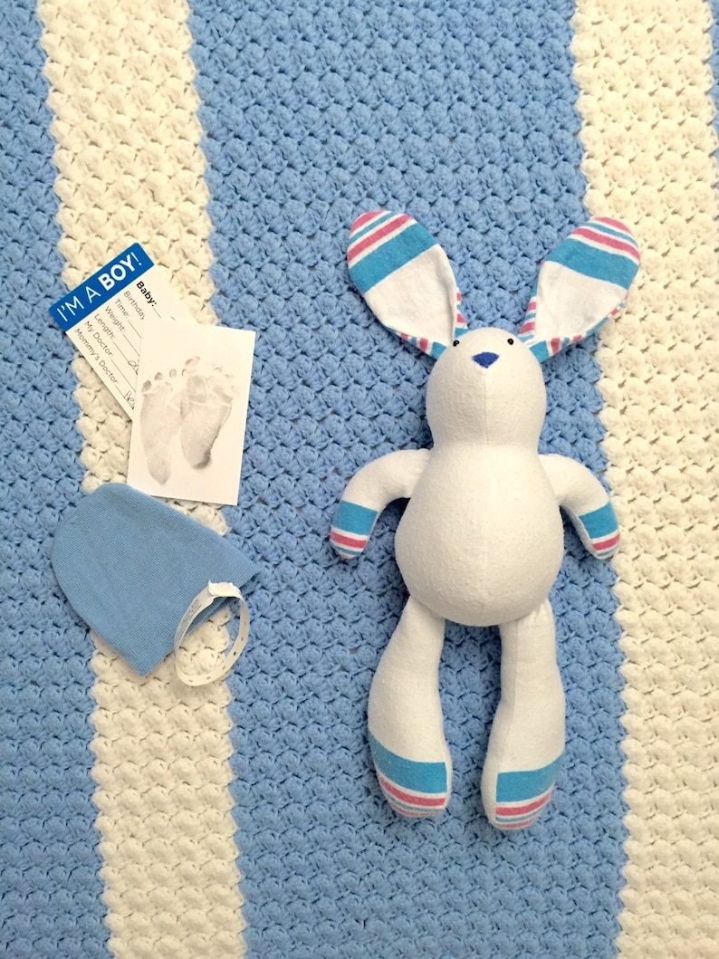 Receiving Blanket Bunny Rabbit Teddy Bear Memory Baby Shower Gift Keepsake image 2