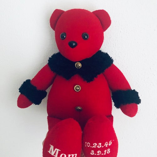 Christmas Patchwork Memory Clothes Quote Shirt Bear orders Stuffed Plush Animal