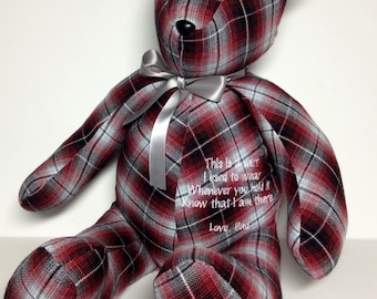 Keepsake Patchwork Memory Clothes Quote Shirt Bear Stuffed Plush  Animal