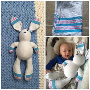 Receiving Blanket Bunny Rabbit Teddy Bear Memory Baby Shower Gift Keepsake image 4