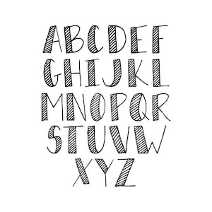 Pacote de alfabeto listrado fino, pacote de alfabeto desenhado à mão SVG/PNG, letras PNG