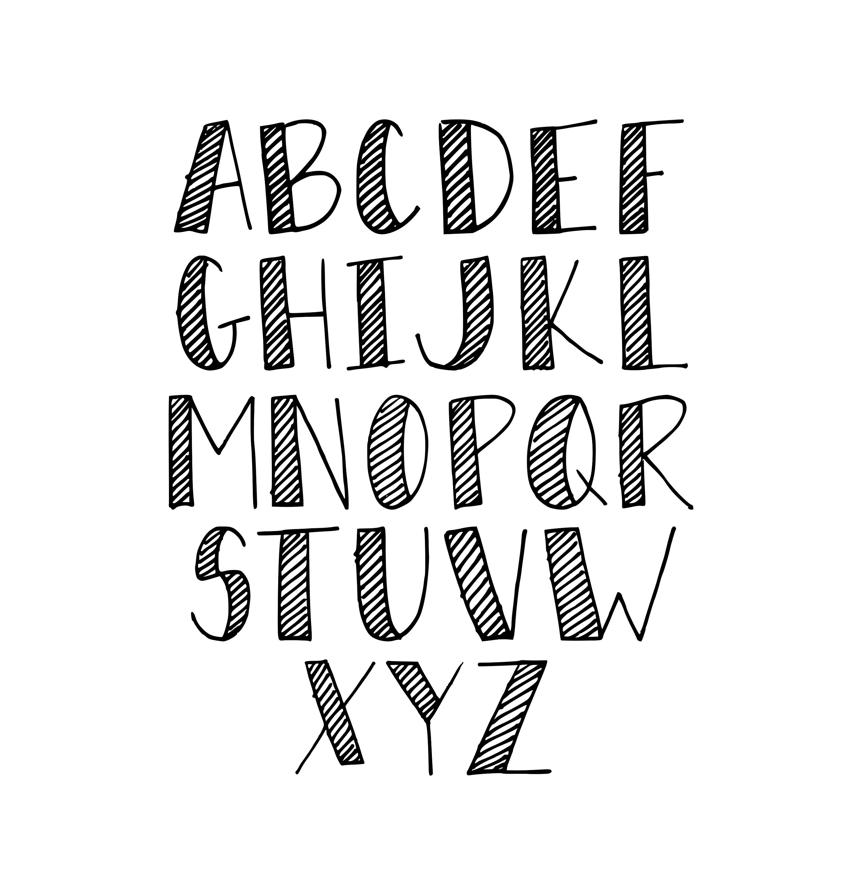 Thin Striped Alphabet Bundle, Hand Drawn Alphabet SVG/PNG Bundle, PNG