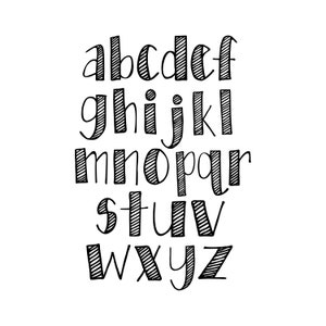 Thin Striped Lowercase Alphabet Bundle, Hand Drawn Alphabet SVG/PNG Bundle, PNG Letters