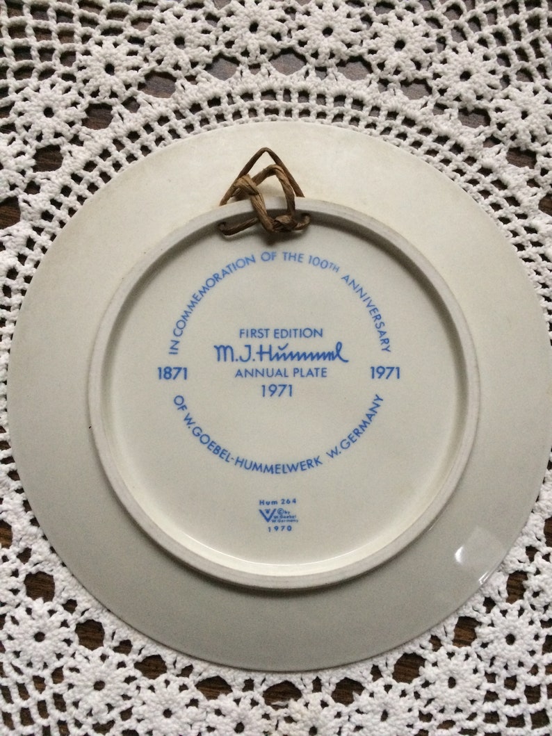 First Ed 1971 M.J NO Box Hummel Plate