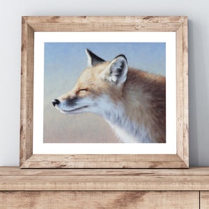 Happy Fox Art Print with Original Artwork by Sarah Becktel. Fox Artwork, Fox Wall Art, Whimsical Fox Art, Fox Painting, Fox Decor