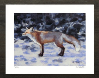 Fox Art Print with Original Fox Artwork by Sarah Becktel. Fox Painting, Fox Gift Under 20, Fox Wall Art, Fox Wall Decor, Fox Lover Gift.