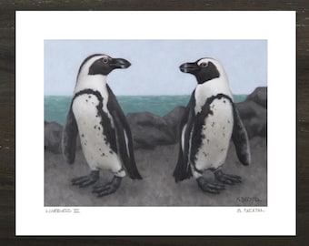 Penguin Art Print with Original Penguin Artwork by Sarah Becktel. Penguin Gift, Penguin Wall Art, Penguin Painting, Penguin Decor