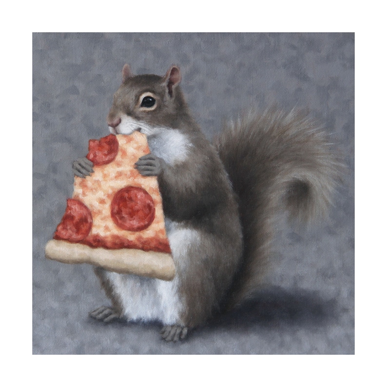 Pizza Squirrel Art Print With Original Squirrel Artwork by Etsy