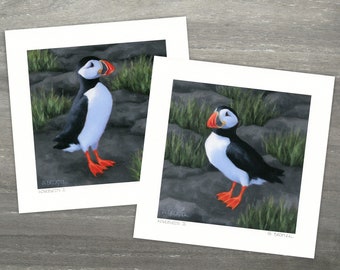 Puffin Art Prints Set of 2 Original Art by Sarah Becktel