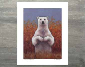 Polar Bear Art Print with Original Bear Art by Sarah Becktel.  Polar Bear Painting, Polar Bear Gift, Polar Bear Wall Art, Arctic Animal Art