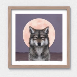 Full Moon Wolf Art Print with Original Wolf Art by Sarah Becktel. Magic Wolf Artwork, Wolf Painting, Wolf Lover Gift, Full Moon Painting