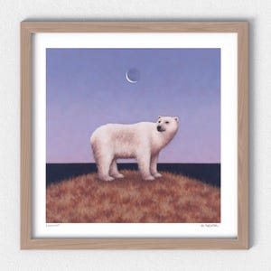 Polar Bear Art Print with Original Artwork by Sarah Becktel. Polar Bear Painting, Polar Bear Gift, Polar Bear Artwork, Polar Bear Wall Art