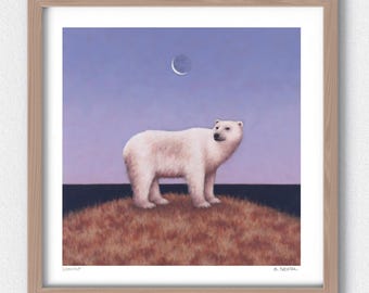 Polar Bear Art Print with Original Artwork by Sarah Becktel. Polar Bear Painting, Polar Bear Gift, Polar Bear Artwork, Polar Bear Wall Art