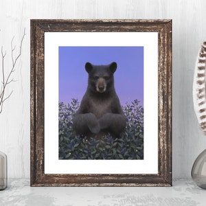 Black Bear Art Print with Original Artwork by Sarah Becktel.  Black Bear Painting, Bear Holiday Gift, Gifts Under 20, Bear Stocking Stuffer