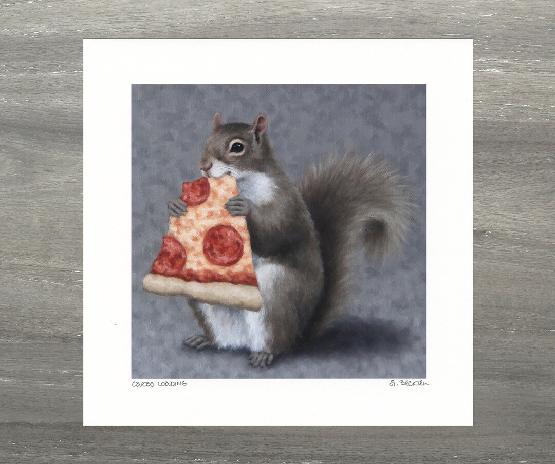 Pizza Squirrel Art Print With Original Squirrel Artwork by Sarah