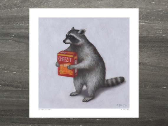 Funny Raccoon Art Print With Original Artwork by Sarah Becktel