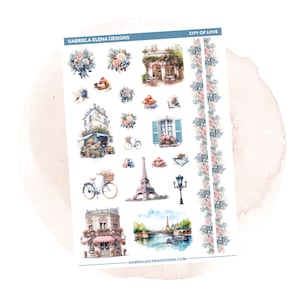 City of Love Deco // Decorative Planner Sticker Sheet, Sticker Kit, Journal, Deco Planner Stickers