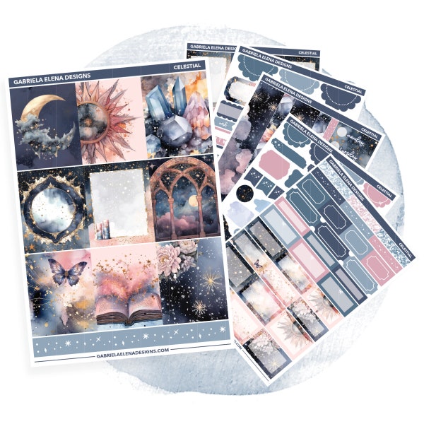 Celestial // Sticker Planner Kit / Sticker Kit / Foil Full Weekly Sticker Kit for Standard Vertical Planner Stickers