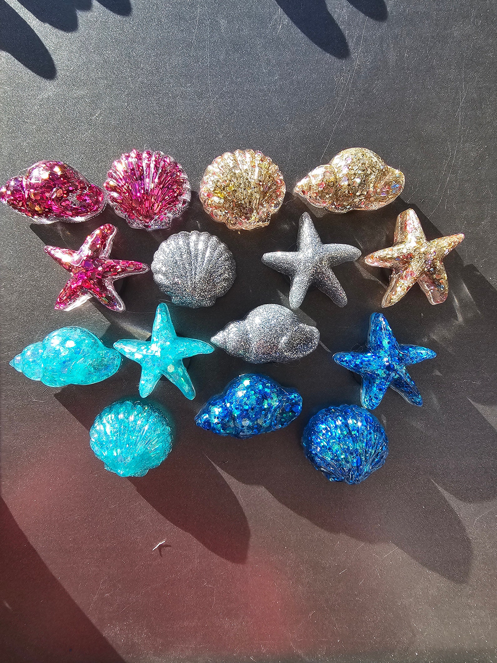 Seashell Magnets With Glitter, Shell Magnets, Glittery Magnets, Ocean ...