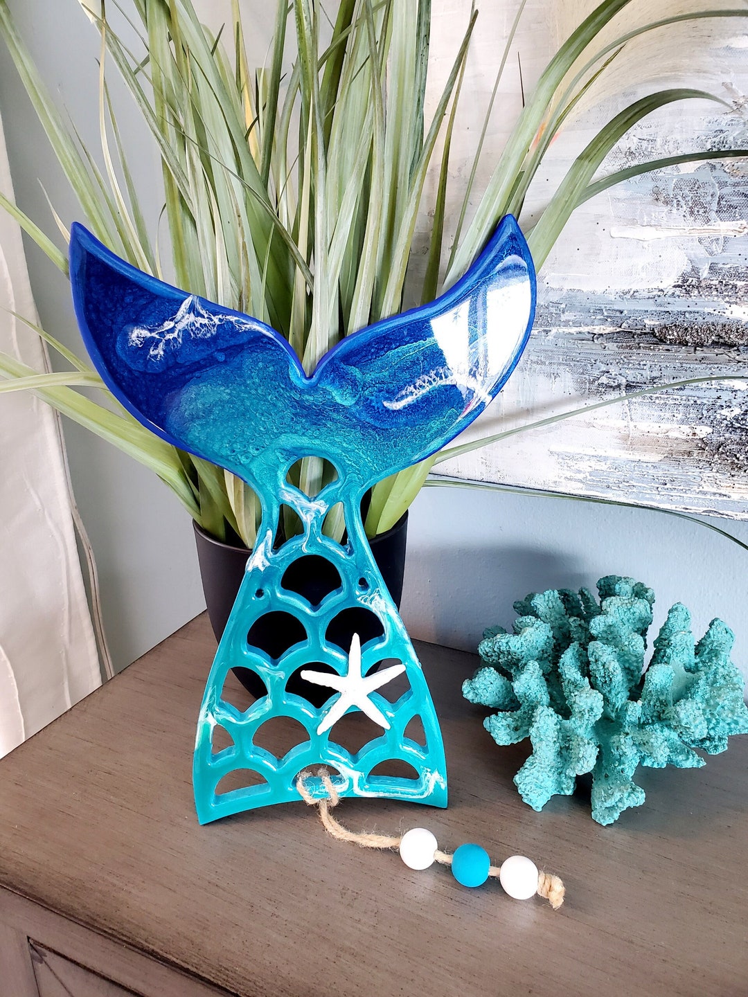 Whale Tail Resin Beach Art Wall Hanging Hawaiian Beach Art Etsy