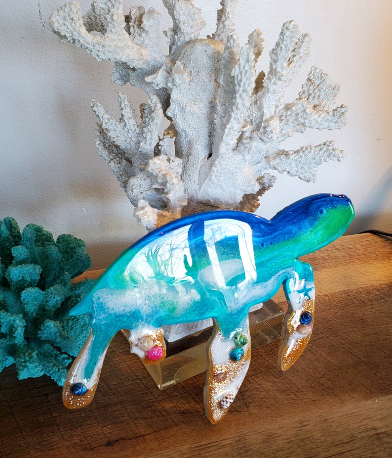 Beach Art Epoxy Resin Turtle Ocean Resin Art Hawaiian Resin Etsy
