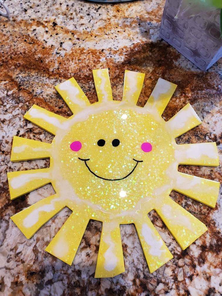 Epoxy Resin Happy Sun Wall Decor Sun Decoration Nursery Sun Decor Wall
