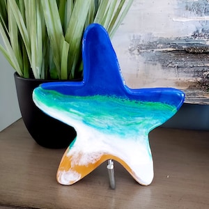 Starfish Wall Art With Hook, Starfish Beach Resin Art, Starfish Ocean Resin Art, Beach wave Resin Art, Ocean Beach Art, Hawaiian Art