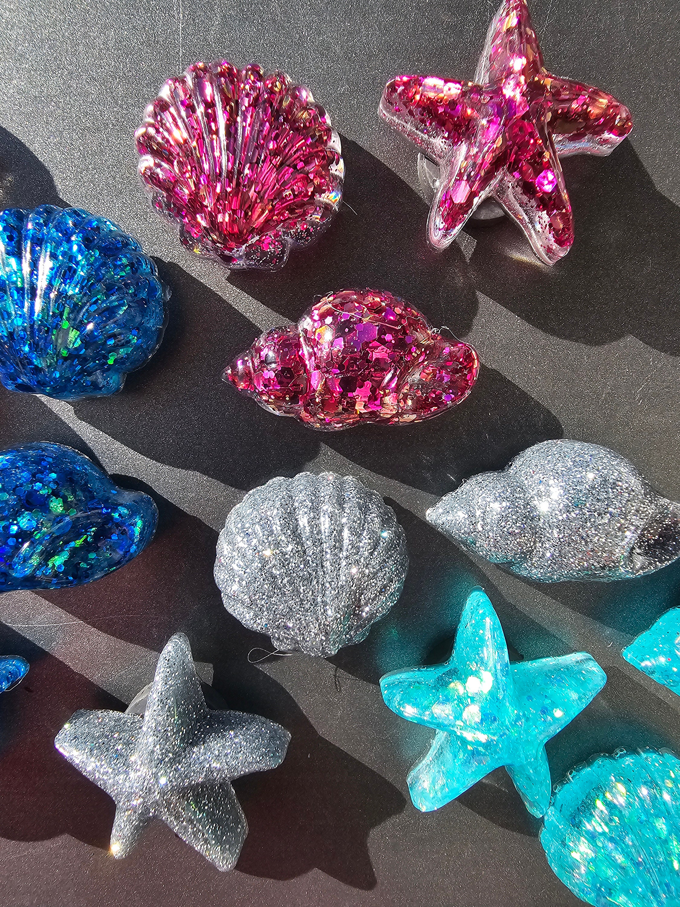 Seashell Magnets With Glitter, Shell Magnets, Glittery Magnets, Ocean ...