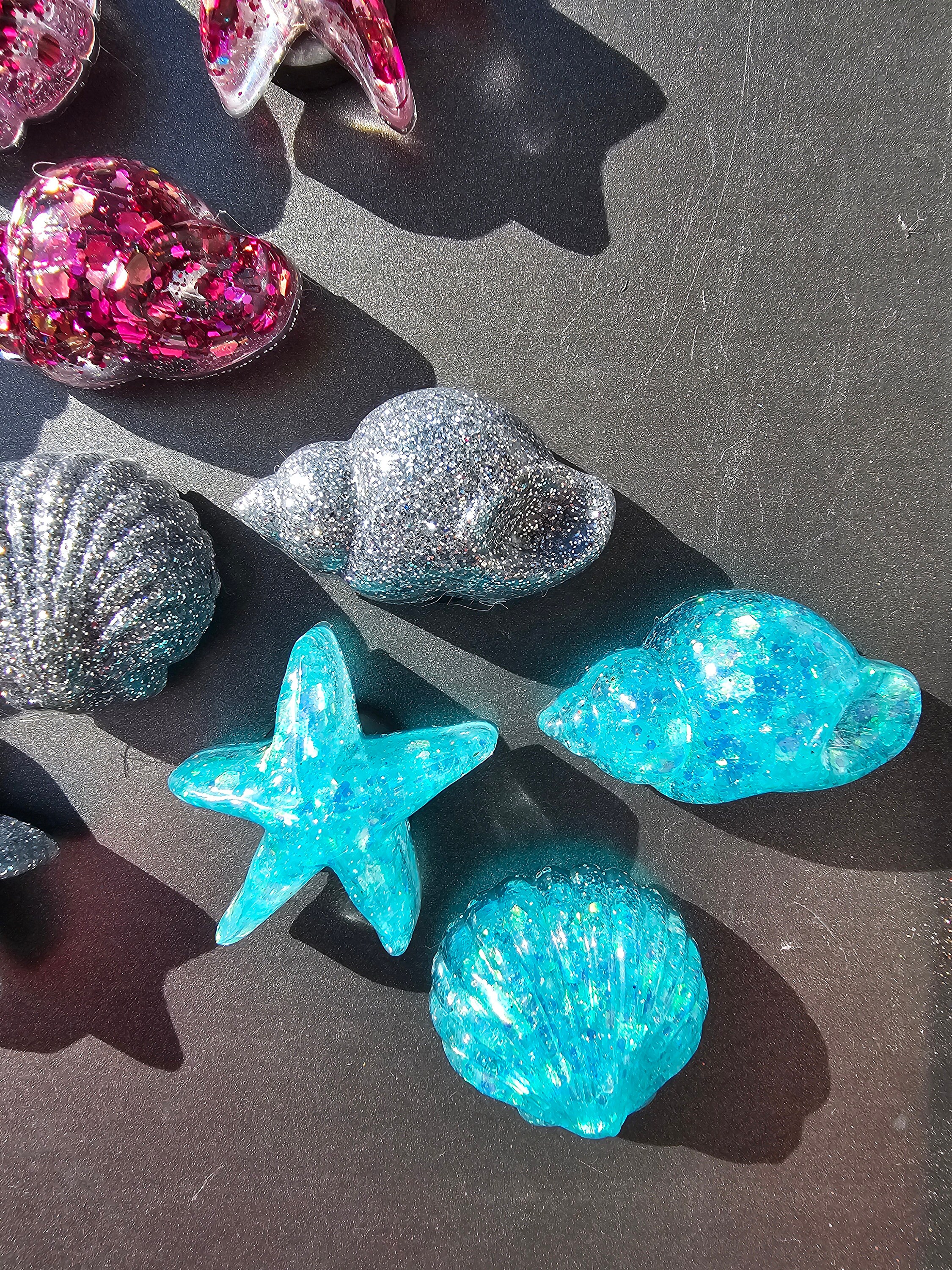 Seashell Magnets With Glitter, Shell Magnets, Glittery Magnets, Ocean ...
