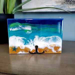 Key holder Resin Beach Art With Seashells And Starfish, Resin Beach art, Art with Seashells,  Functional decor, Beach home decor, Ocean Art