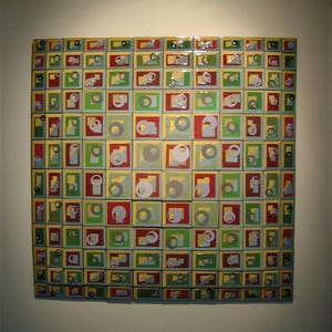 a3-d wood and paper wall sculpture mixed media wall art collage abstract art titled &quot;Optic&quot;