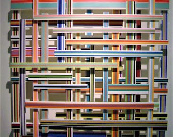 VENDIDA Escultura de pared de madera y papel cortada a mano, arte moderno de técnica mixta.