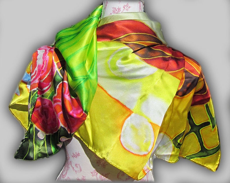 Printed Art Scarf Art Scarves for Women Womens Silk Scarves Etsy