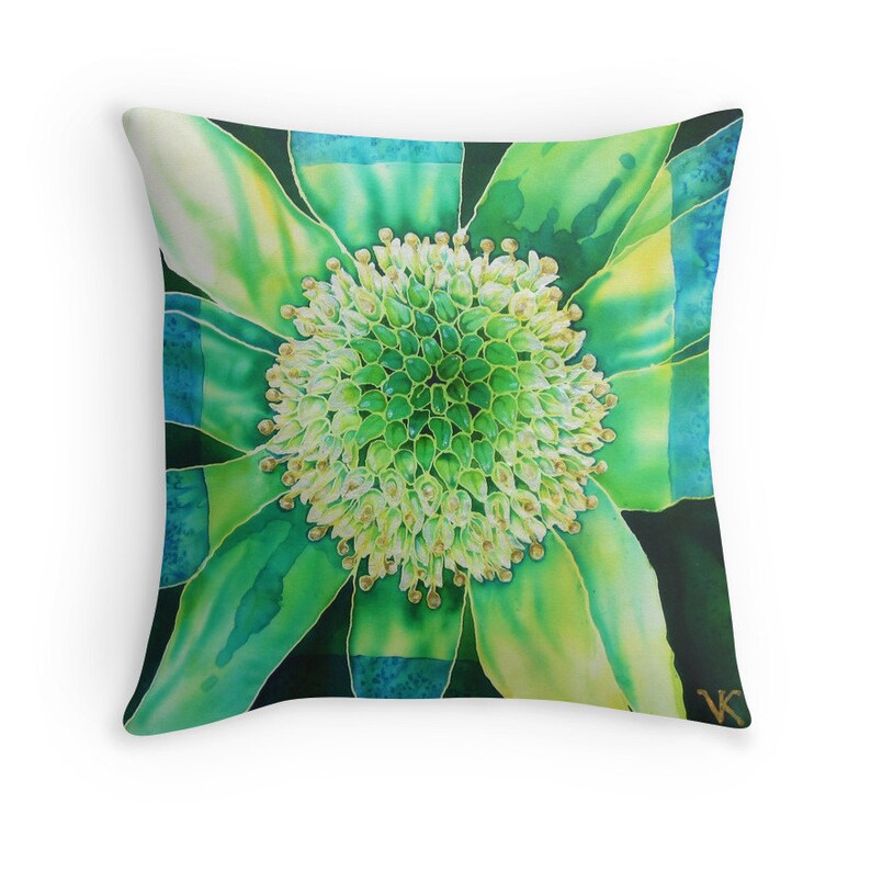 White Waratah Cushion Cover Printed from original silk painting