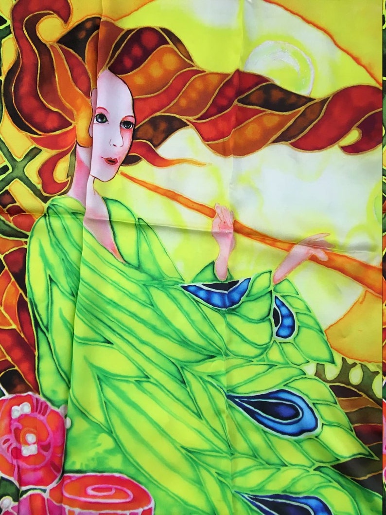 Printed art scarf Art scarves for women Womens silk scarves | Etsy