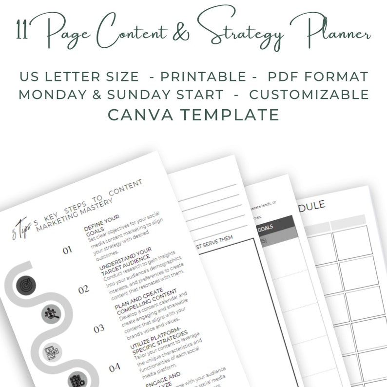 Content Planner Template Social Media Content Planner Digital Content
