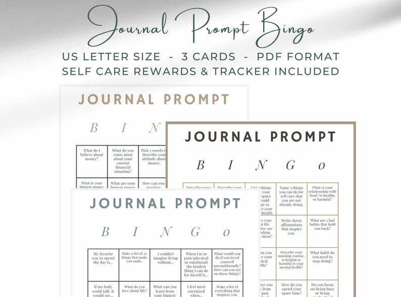 Journaling Prompt Bingo Printable - Journaling for Anxiety, Depression ...