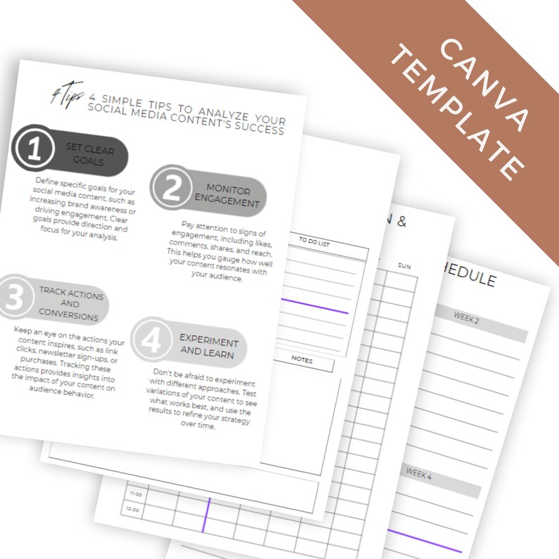 Content Planner Template Social Media Content Planner Digital Content