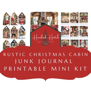 Rustic Christmas Cabin Ephemera Junk Journal Kit - Christmas Digital Kit - Mixed Media - Art Journal- Instant Download - Christmas Ephemera