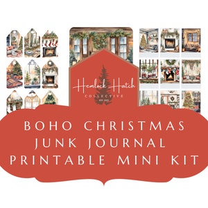 Boho Christmas Ephemera Junk Journal Kit - Christmas Digital Kit - Mixed Media - Art Journaling - Instant Download - Christmas Ephemera
