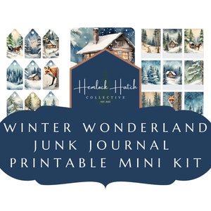 Winter Wonderland Ephemera Junk Journal Kit - Winter Digitale Kit - Mixed Media - Art Journaling - Instant Download - Winter Ephemera
