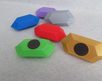 Zelda Rupee Magnets - 3D Printed, Set of 6