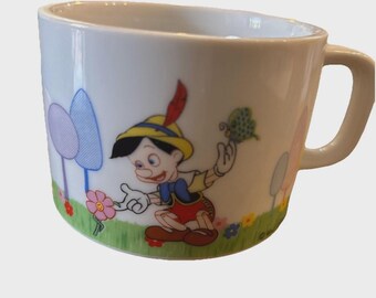 Vintage Walt Disney Productions Pinocchio DD Coffee Cup Mug Japan, 8 oz